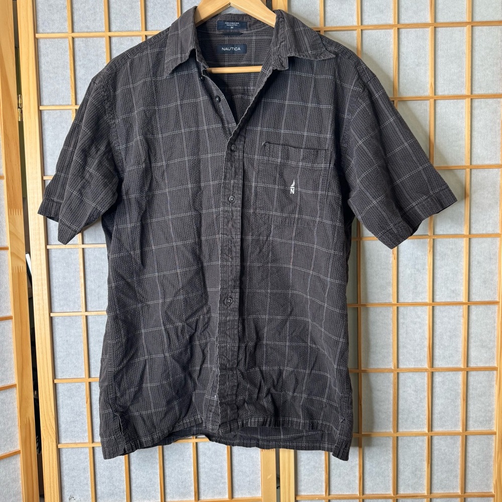 Nautica Men's Charcoal Checkered Shirt